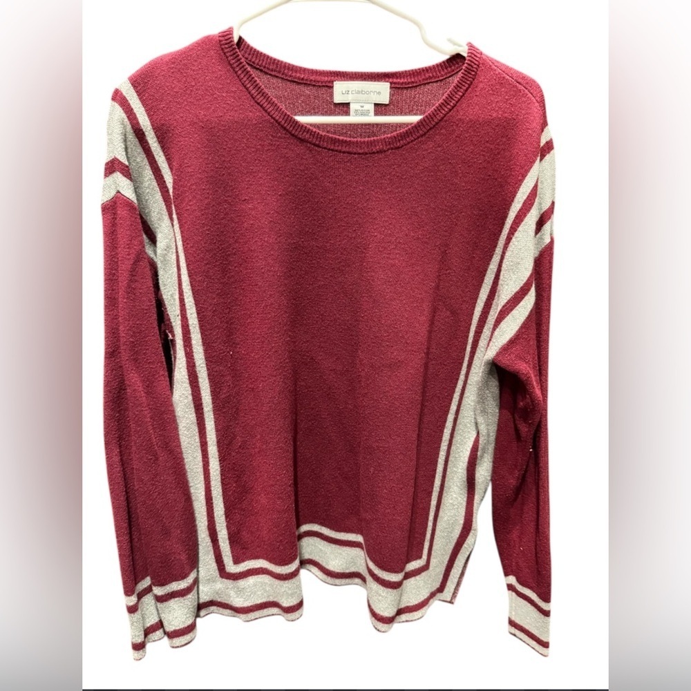 Liz Claiborne Red White Striped Sweater MEDIUM
